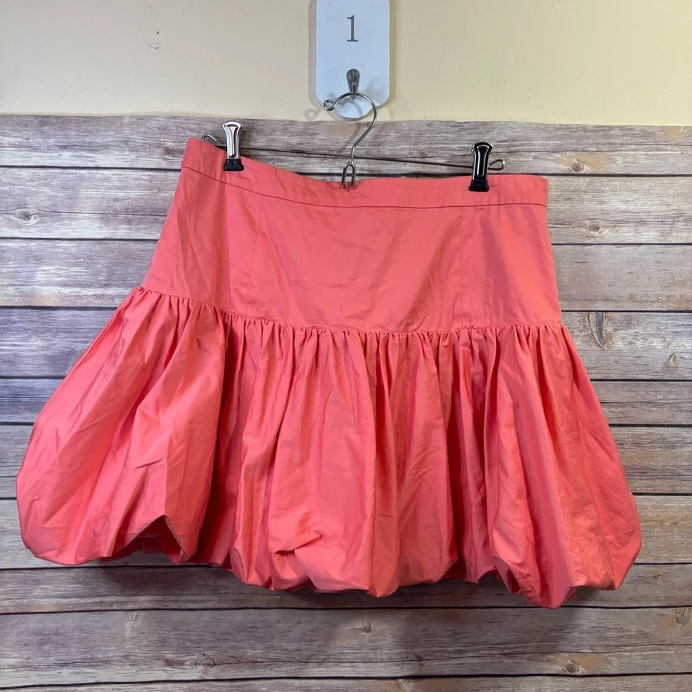 Derek Lam 10 Crosby Kami Bubble Mini Skirt Size 12 Bright Coral
